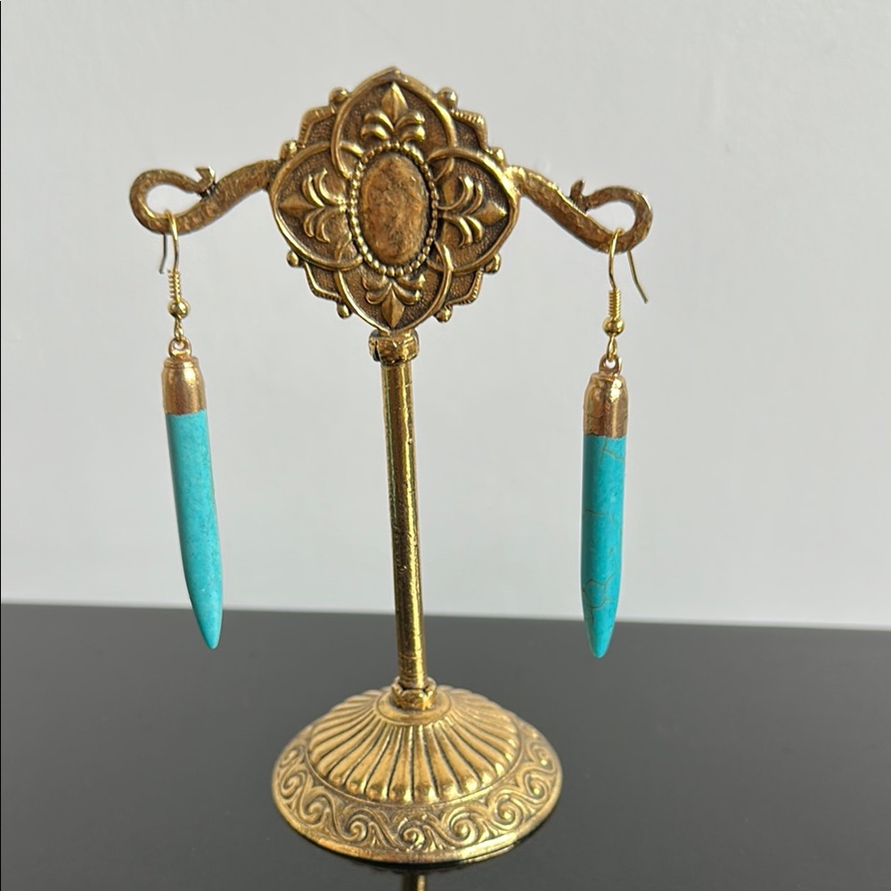 Turquoise and Gold Dangle Earrings